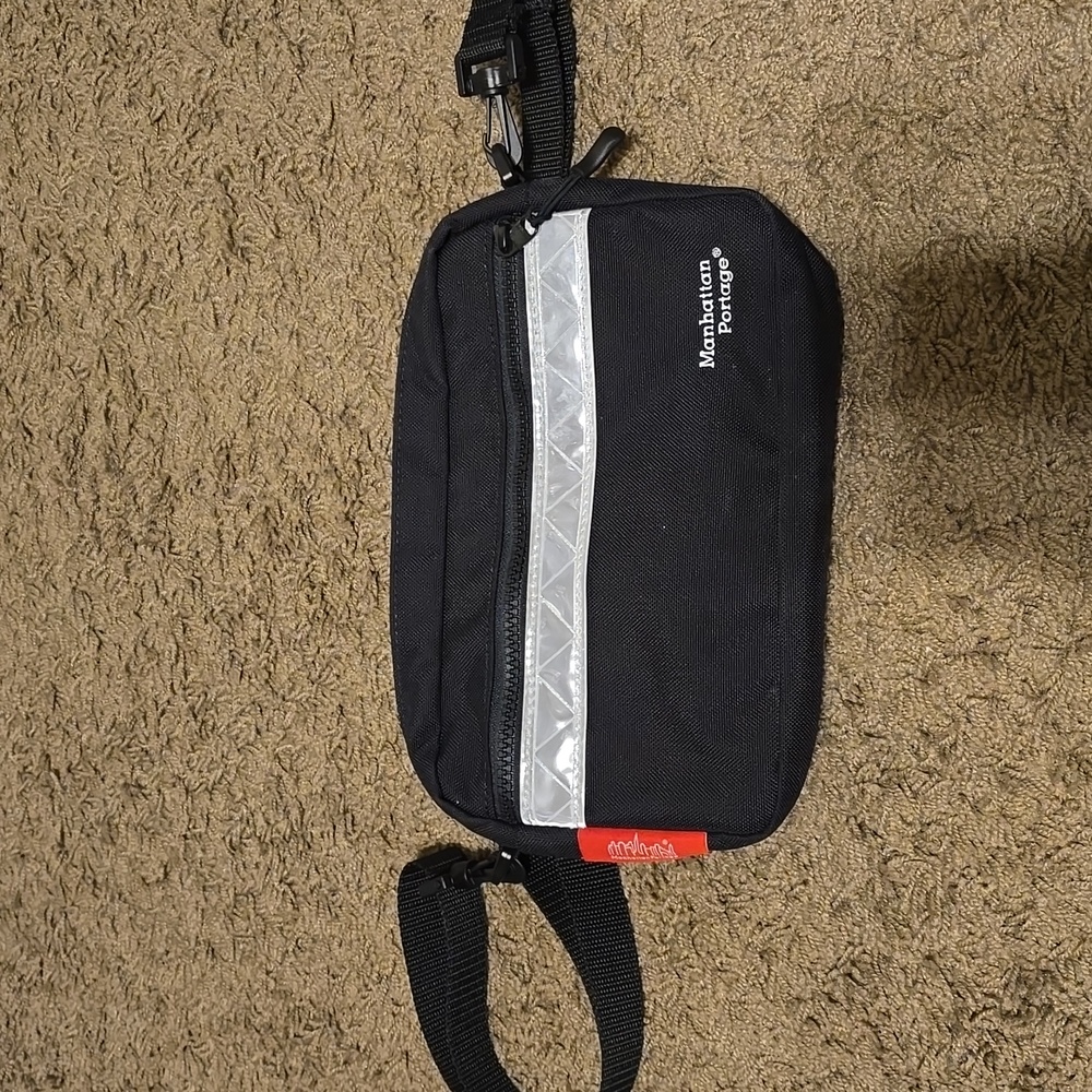 Manhattan Portage Black Crossbody Bag with Reflective Stripe